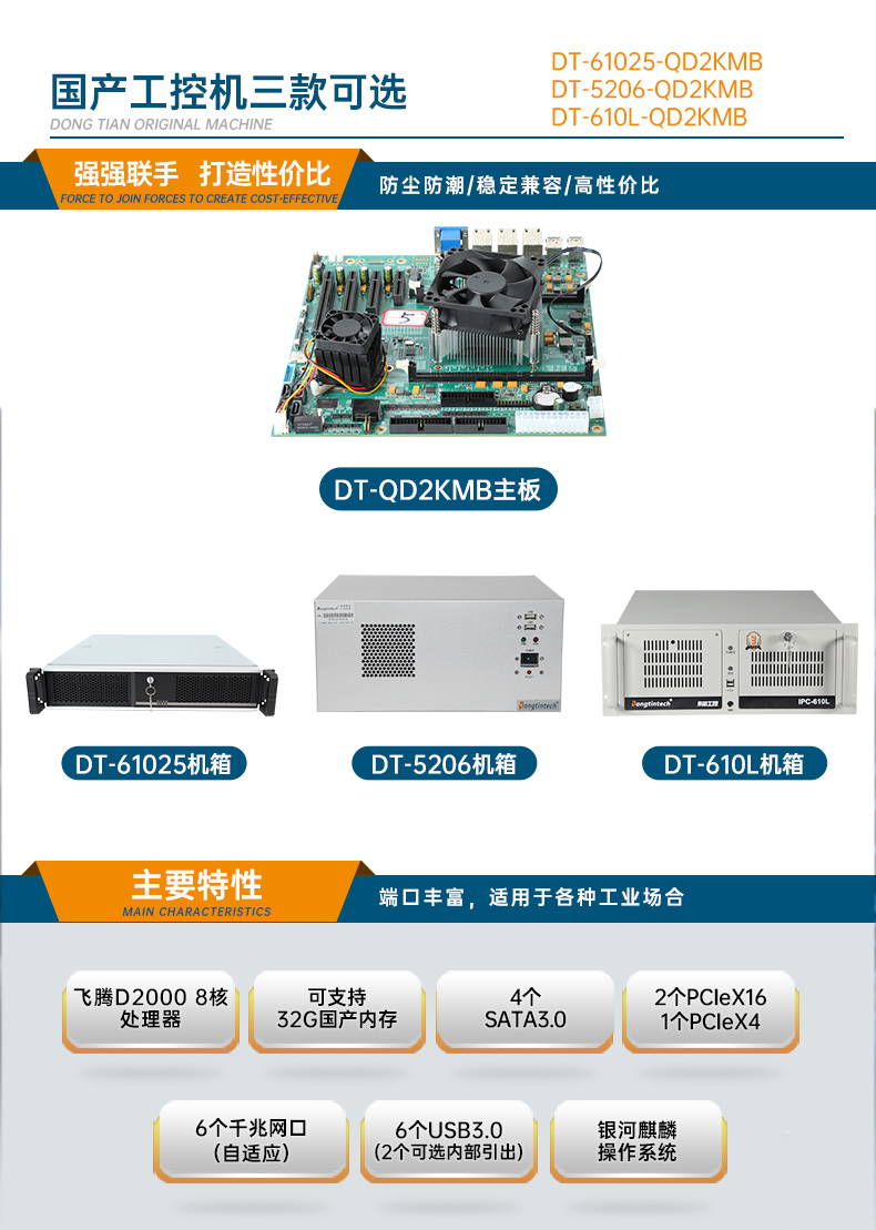 國產(chǎn)化4U工控機,飛騰D2000工業(yè)電腦,DT-610L-QD2KMB.jpg